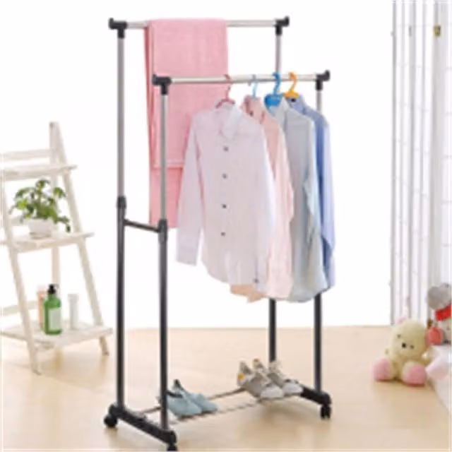 Nordara Silver Metal Clothes Rail with Wheels for Hanging Garment Storage