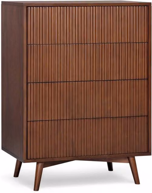 Teamson Home Tremolo 4 Drawer Chest of Drawers in Walnut Brown, H 106.1 x W 51.1 x D 45.7 cm