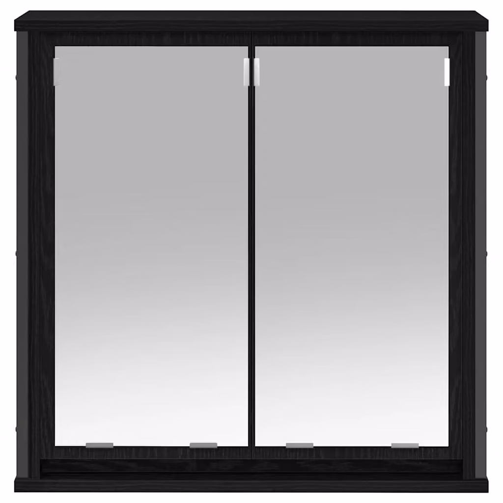 Berkfield Home Black Oak Bathroom Wall Cabinet with Mirror and Internal Shelves, W/D/H: 60 x 21 x 60 cm – 4