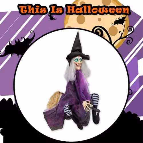 VFM e-Store Animated Kicking Leg Witch Halloween Light Decoration, Purple, Height: 90 cm – 7