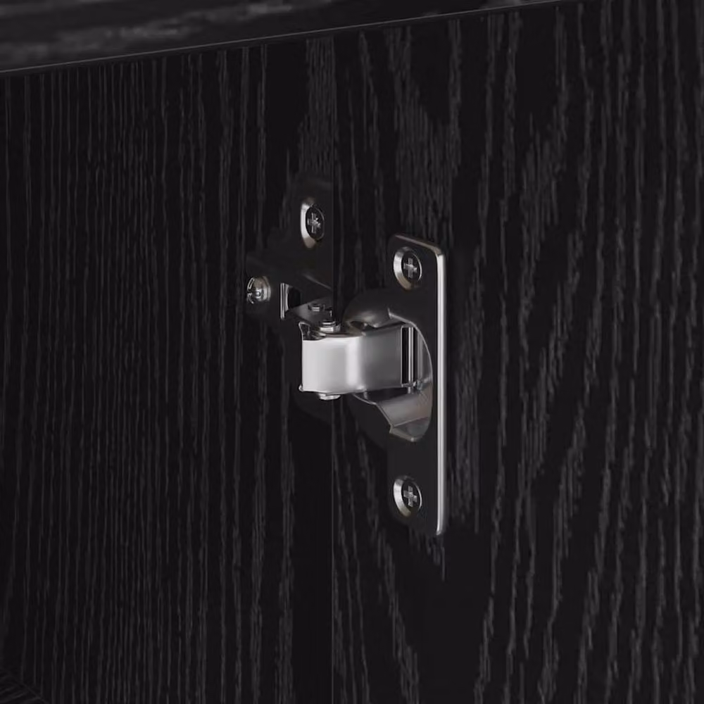 Berkfield Home Modern Black Oak Storage Cabinet in Black Oak Veneer and MDF – 5