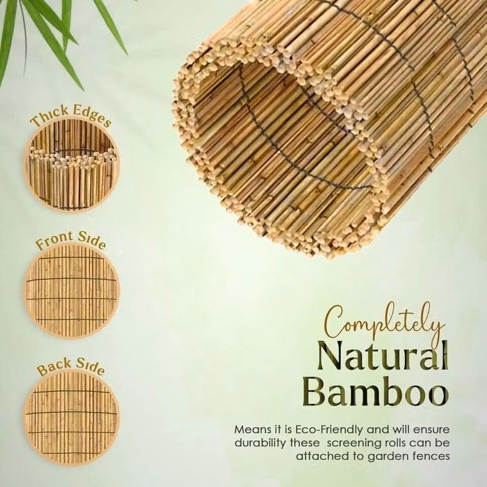 SPETLEK Woven Bamboo Garden Fence Screening Mat in Beige, W: 100 cm, H: 60 cm – 4