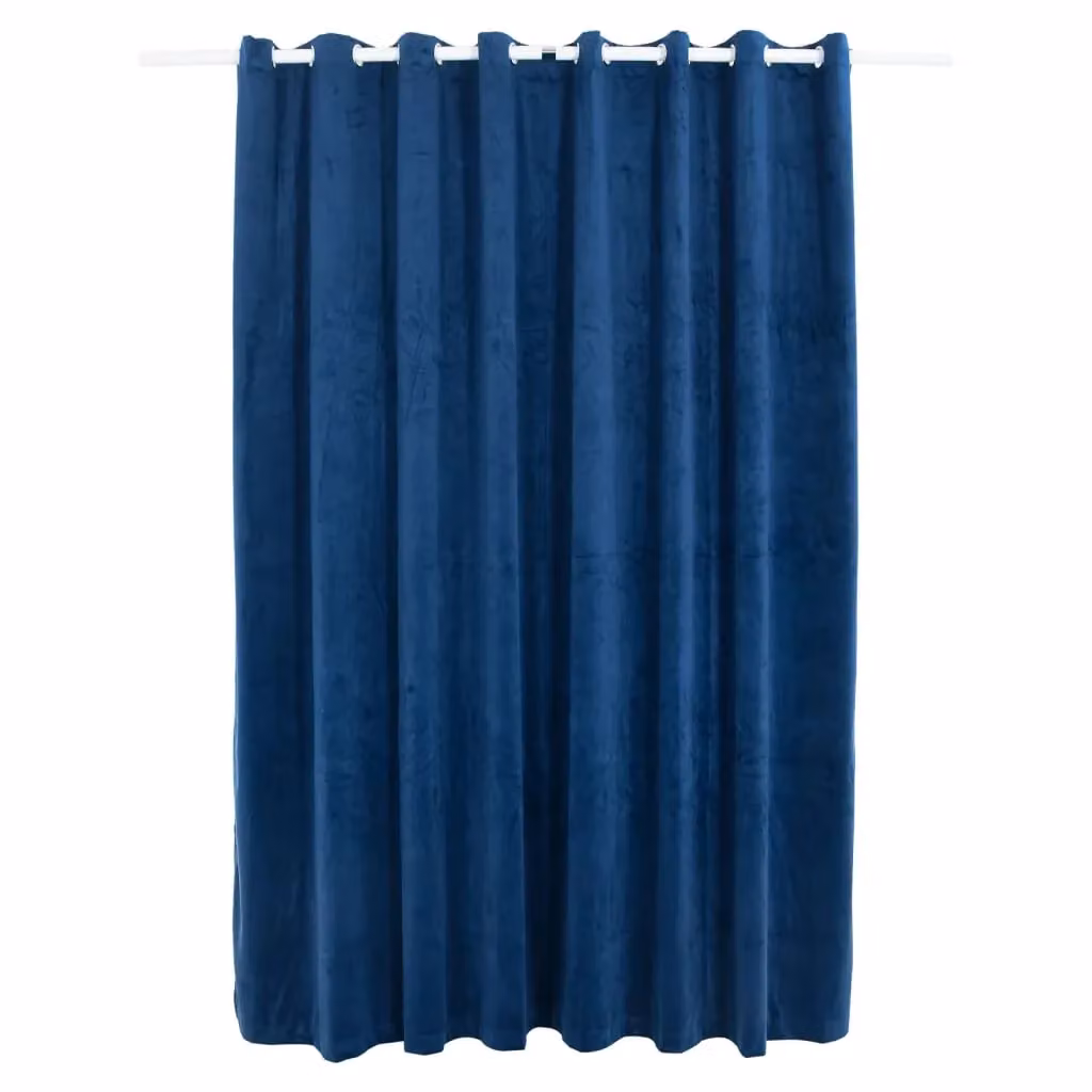 Berkfield Home Dark Blue Velvet Blackout Curtain with Eyelets W: 290 cm, H: 245 cm – 2
