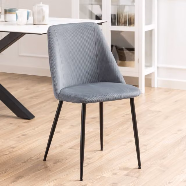 Furniture To Go Ines Dining Chair Set of 4 in Grey Fabric with Black Metal Frame