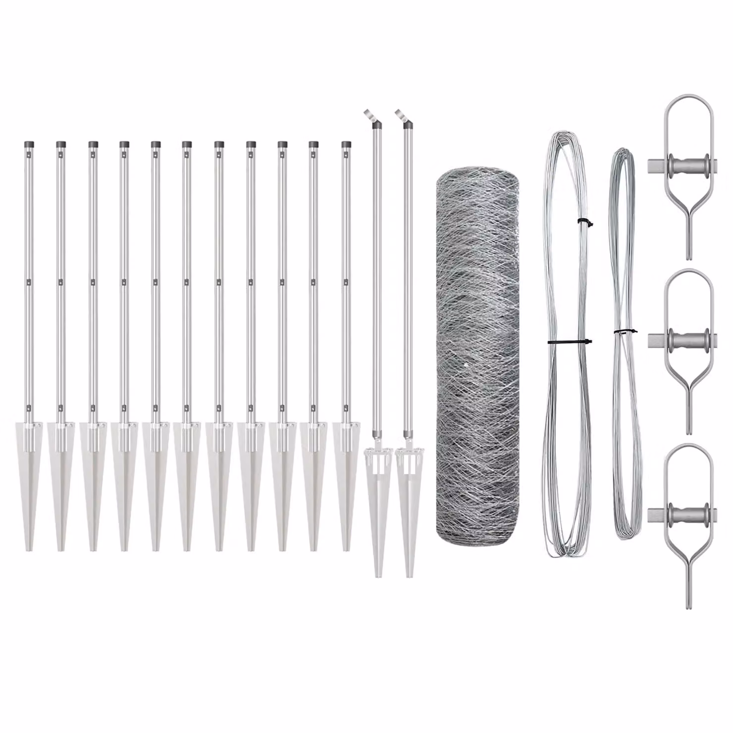 Berkfield Home Set of 2 Galvanised Steel Round In-ground Fencing in Silver – 2