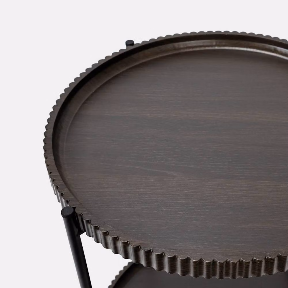 OHS Ribbed Two-Layer Tray Side Table in Dark Brown – 3