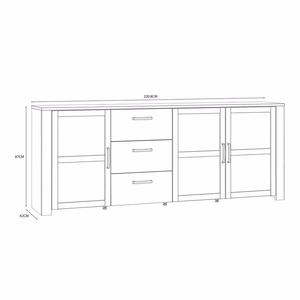 Wyld Haus Bramblecroft Large Navy and Natural Oak Sideboard with 3 Doors and 3 Soft-Close Drawers – 4