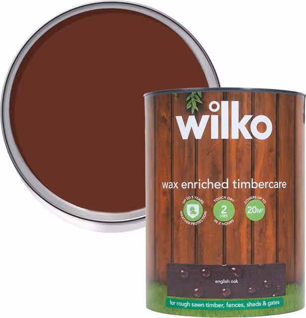 wilko Wax Enriched Timbercare Wood Protector, English Oak, 5 l