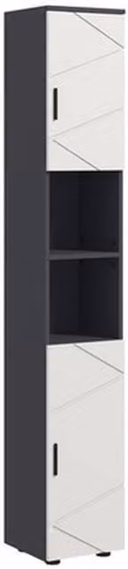 NESTLUNE Tall Bathroom Storage Cabinet with Soft Close Doors and Internal Shelves, White and Multicolour, W/D/H: 100 x 100 cm