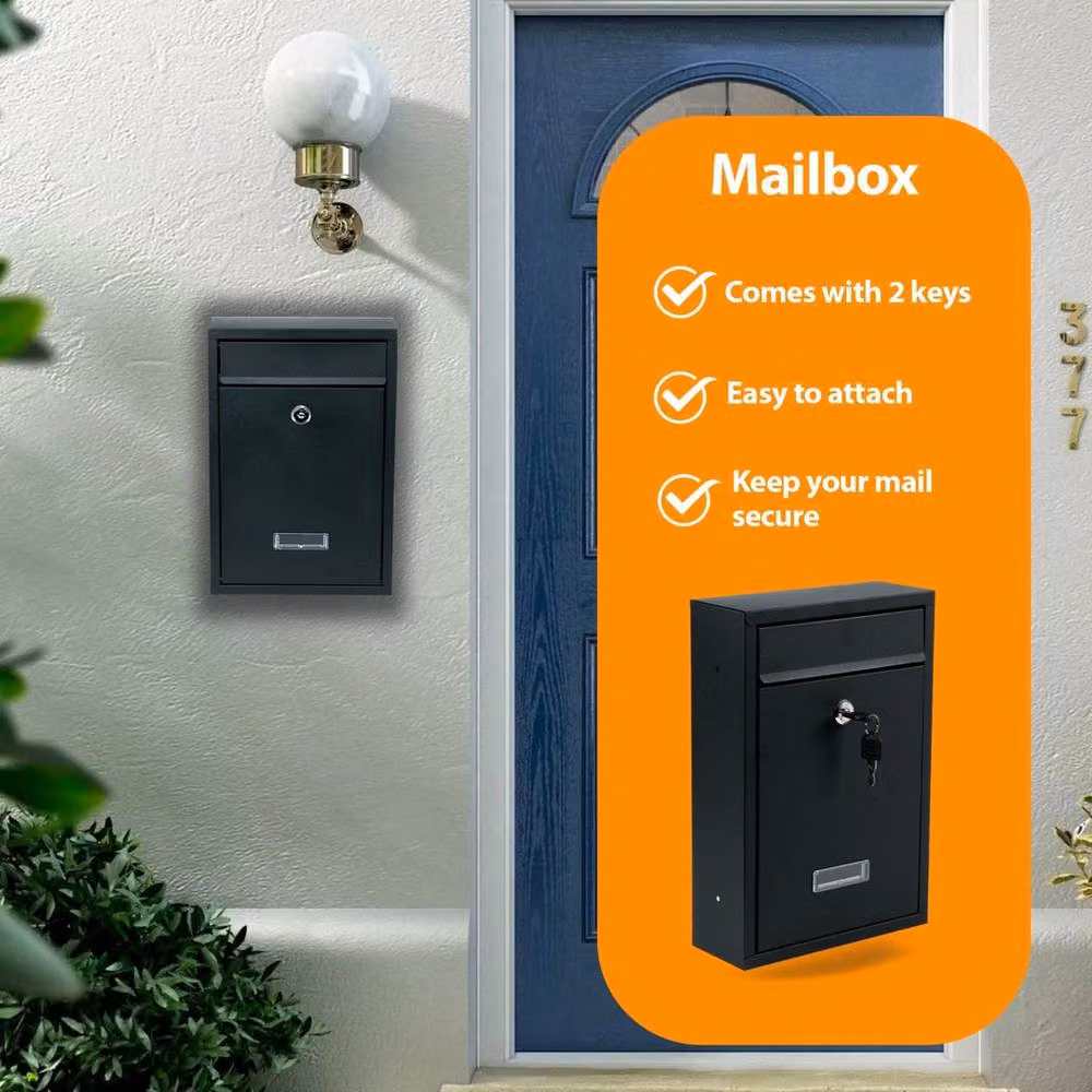 PAWNORA Large Outdoor Steel Post Box in Black – 4
