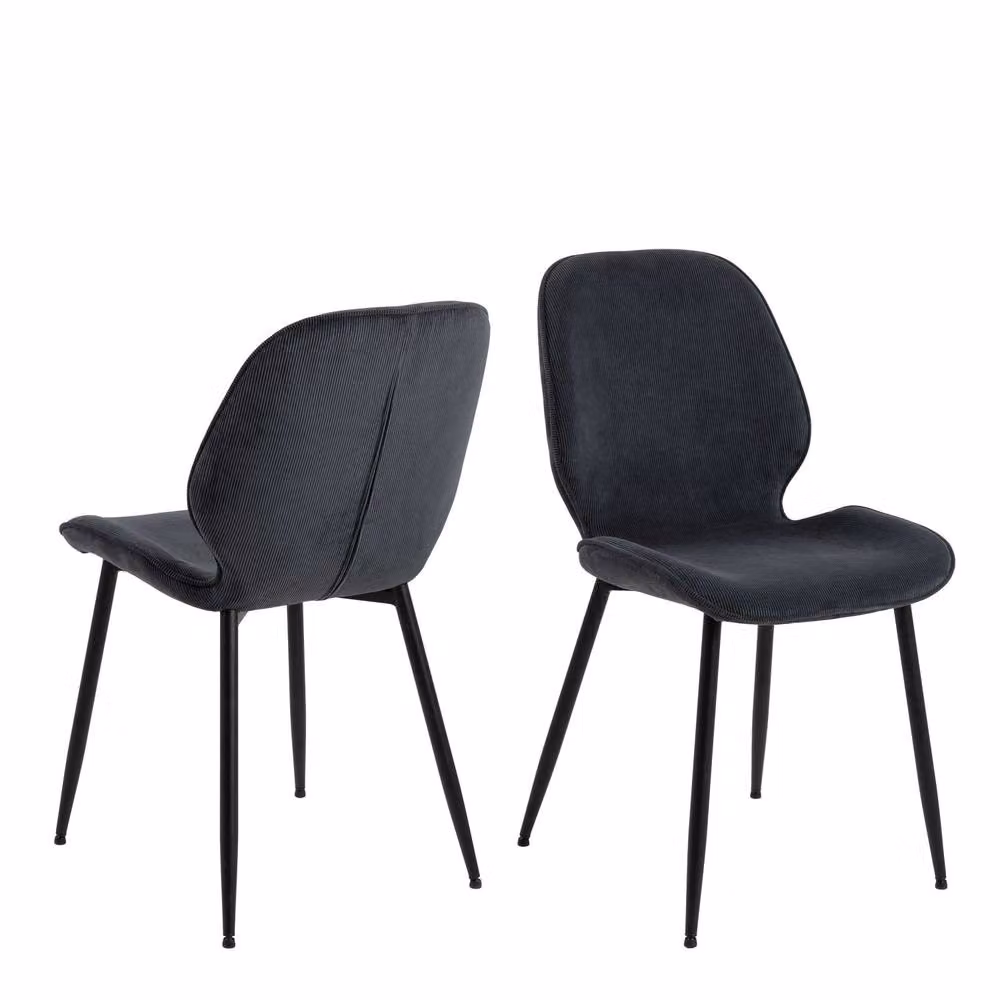 Wyld Haus Set of 4 Larkwood Anthracite Corduroy Dining Chairs in Grey – 2