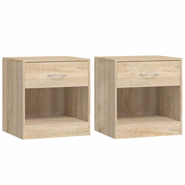 Berkfield Home Set of 2 Modern Nightstands with Drawer in Brown Oak Colour