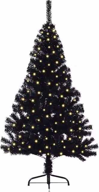 Berkfield Home Beautiful Pre-lit Artificial Christmas Tree in Black, Height: 150 cm – 1
