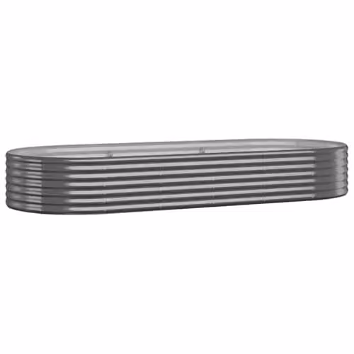 vidaXL Galvanised Steel Garden Raised Bed, Anthracite, W: 249 cm, D: 100 cm, H: 36 cm – 1