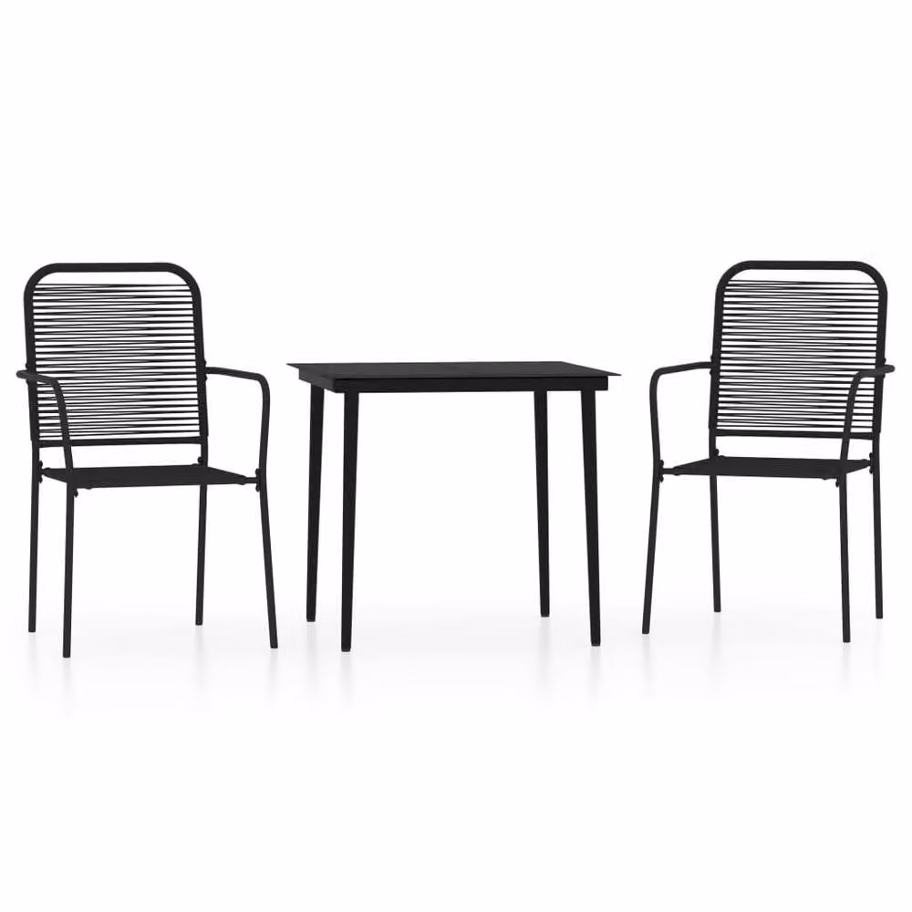 Berkfield Home Elegant 3 Piece Garden Dining Set in Black – 2