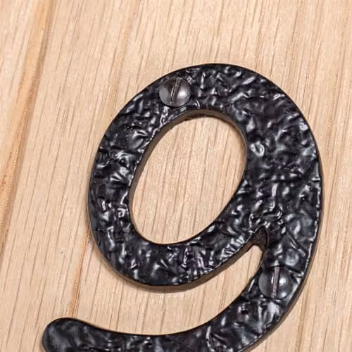 Hammer and Tongs Rustic Metal Number 9 Wall Numeral in Black, Height: 7.5 cm – 4