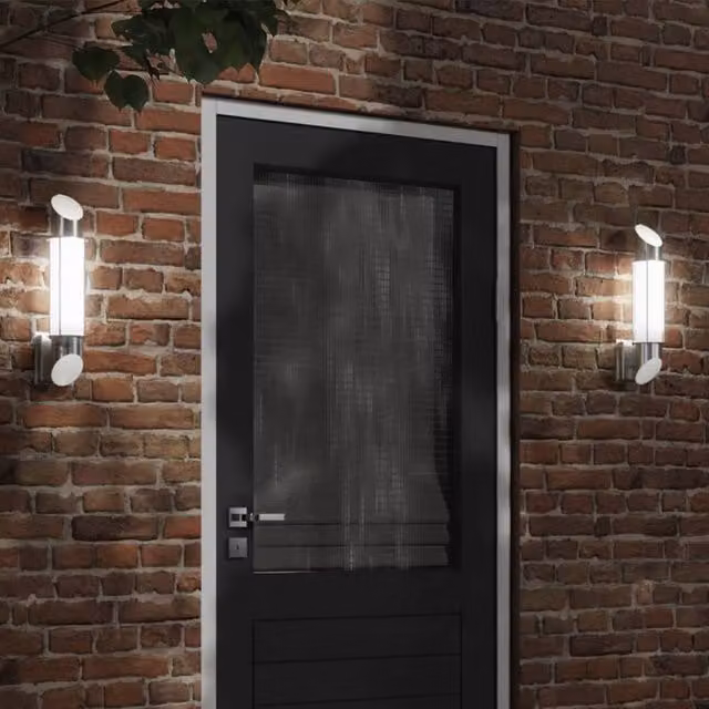 Berkfield Home Set of 2 Silver Stainless Steel Modern Outdoor Wall Lights