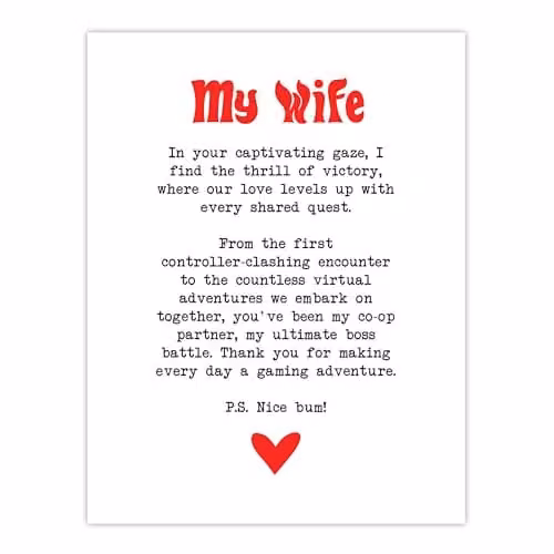 Artery8 Love Poem Gamer Nerd Wife Romantic Poetry Wall Art Poster Print on White Thick Paper, W/H: 45.7 x 61 cm