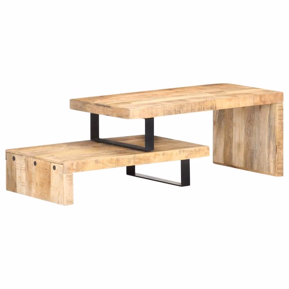 Berkfield Home 2 Piece Nested Coffee Table Set in Brown Solid Mango Wood – 2