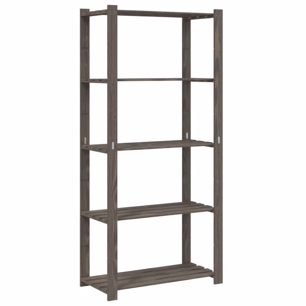 Berkfield Home Beautiful 5-Tier Grey Solid Wood Pine Storage Rack W: 80 cm, D: 38 cm, H: 170 cm – 3