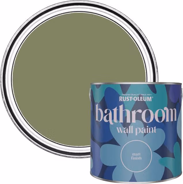 Rust-Oleum Green Matt Water-Based Bathroom Wall and Ceiling Paint 2.5L – 1