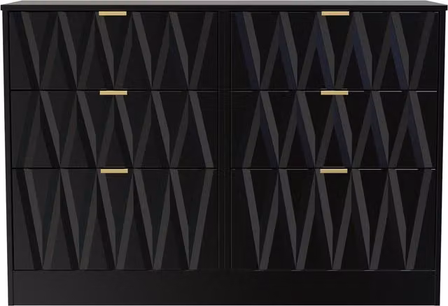 Ready Assembled 2 U Washington 6 Drawer Wide Chest in True Black – 1