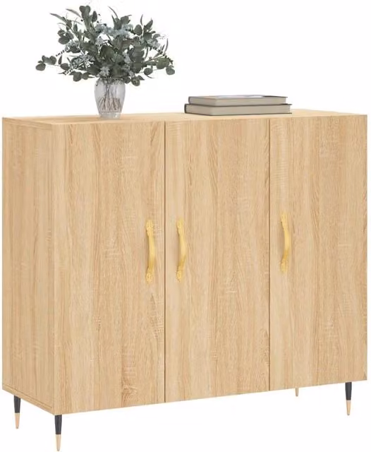 Berkfield Home Sonoma Oak Sideboard in Brown, W/D/H: 90 x 34 x 80 cm – 1
