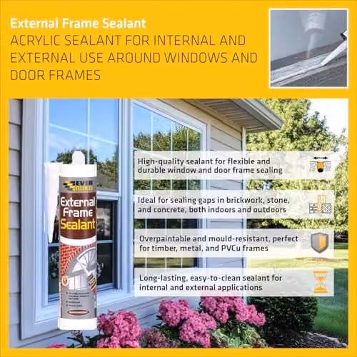 Everbuild Flexible Acrylic External Frame Sealant, Brown, 290ml – 3