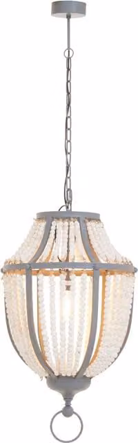 Fifty Five South Orsina Boho Wooden Bead Chandelier in White and Grey – 1