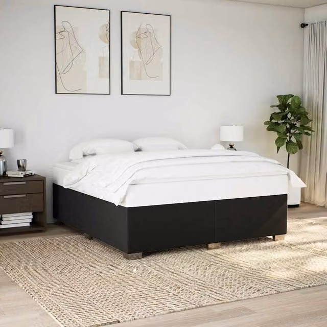 Berkfield Home Upholstered Fabric Bed Frame in Black, Super King Size (200 x 200 cm)