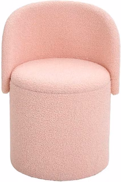 KORVIXA Pink Teddy Fleece Vanity Chair with Hidden Storage W/D/H: 100 x 100 x 100 cm