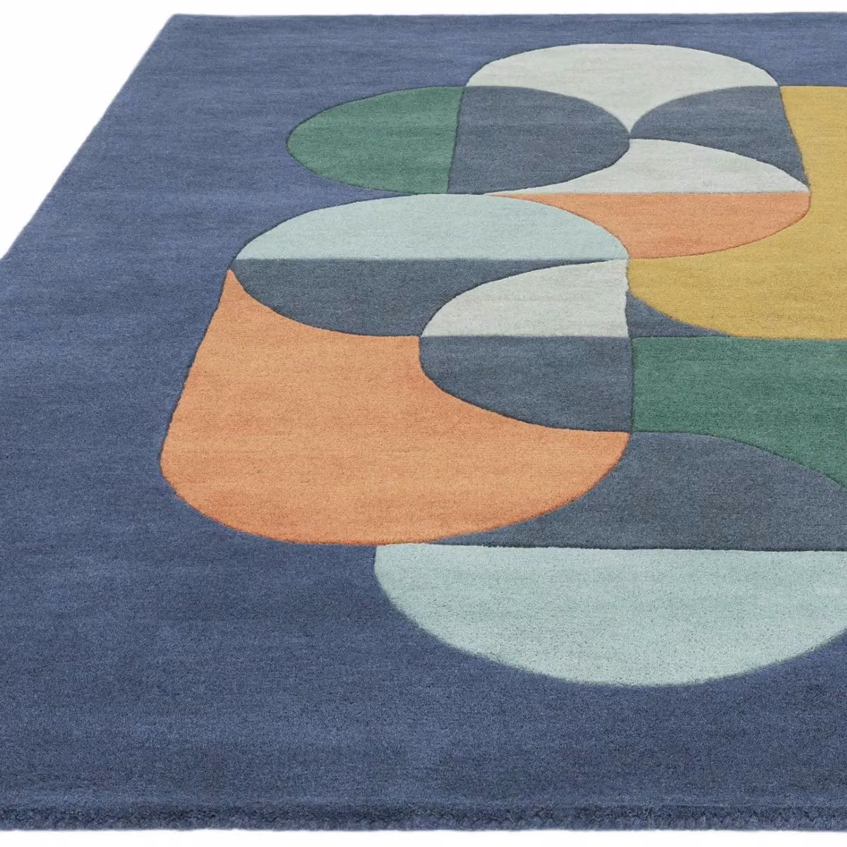 The Rug Shop UK Blue and Multicolour Handmade Modern Geometric Abstract Area Rug, W: 160 cm, L: 230 cm – 3