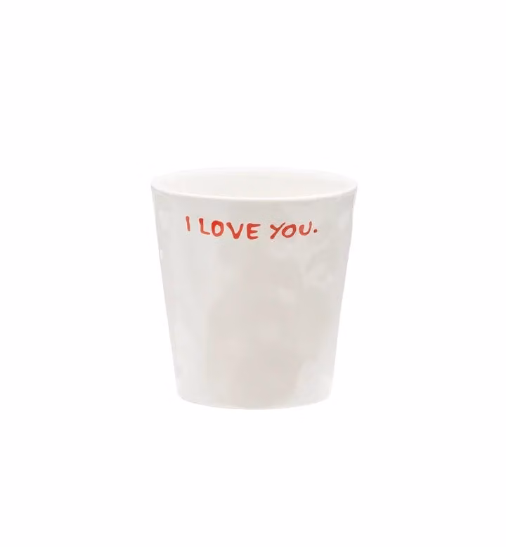 Anna + Nina I Love You White Stoneware Coffee Cup