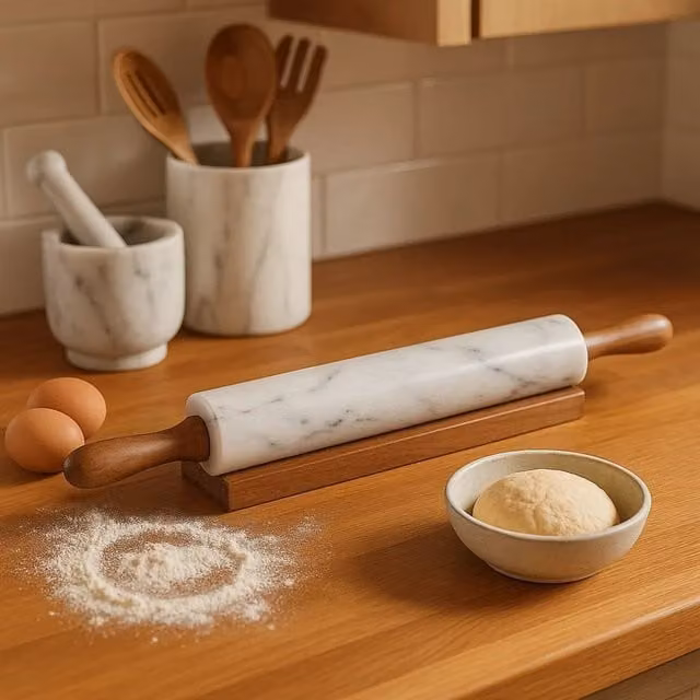 Orsina Pink and White Silicone Marble and Wood Trivet