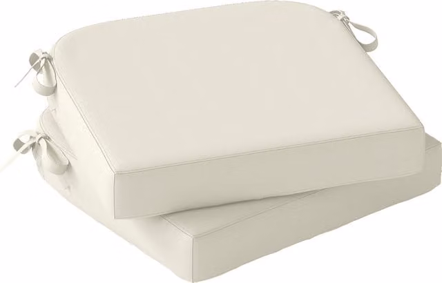 Outsunny Set of 2 Outdoor Chair Seat Cushions in Cream White with 7cm Thick Foam and Ties