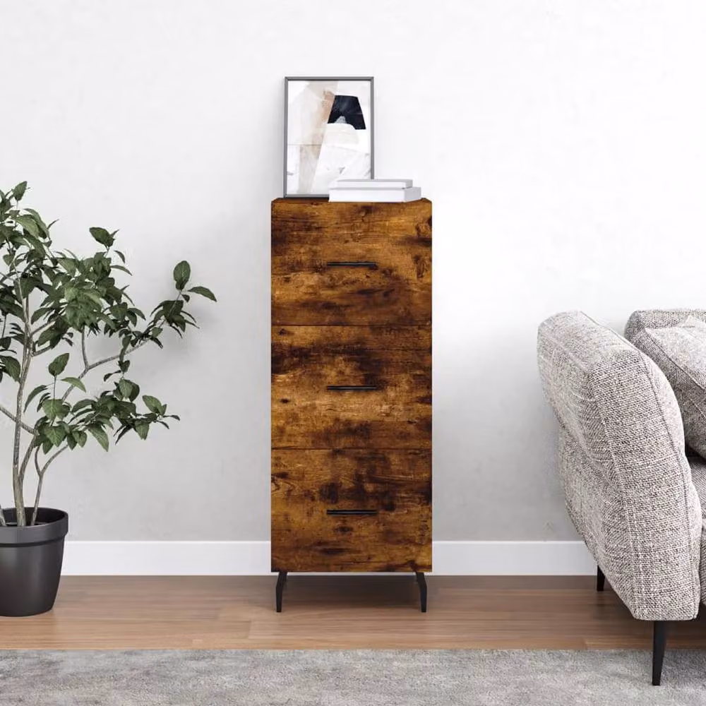 Berkfield Home Smoked Oak Sideboard in Brown, W/D/H: 34.5 x 34.0 x 90.0 cm – 2