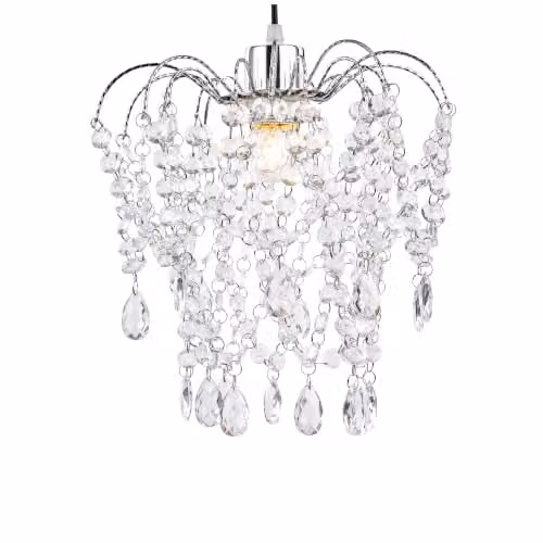 INNOTECK Classic Teardrop Drop Pendant Light Shade in Chrome and Transparent Crystal