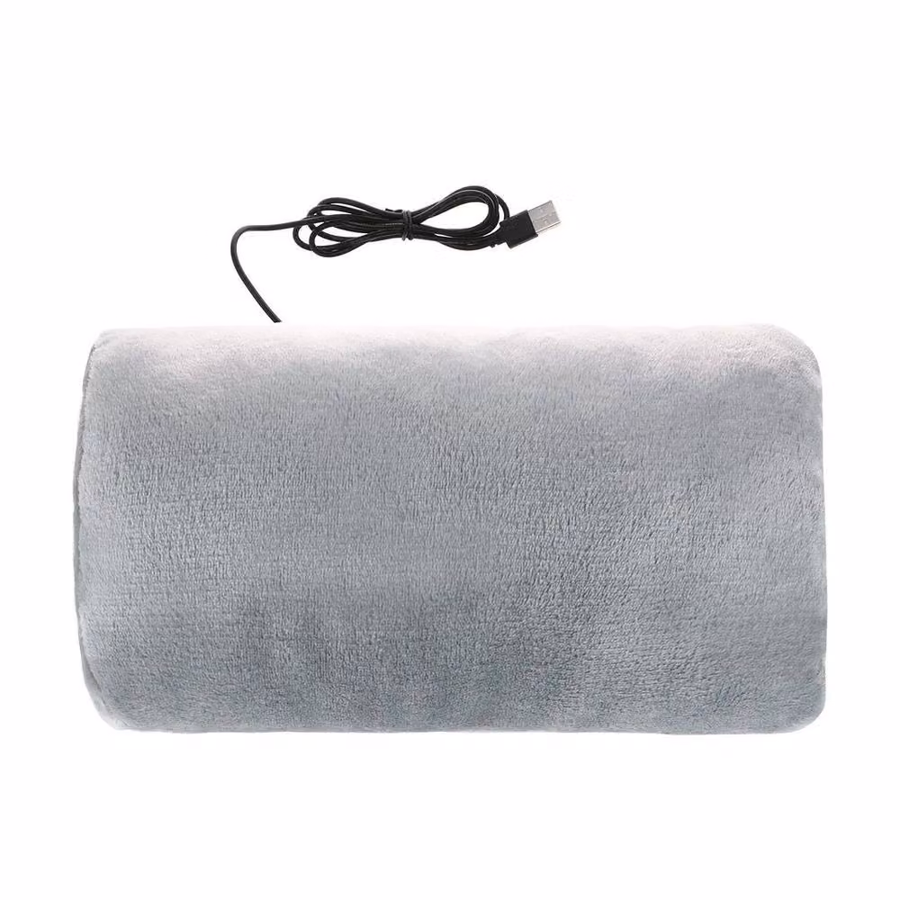 SPETLEK USB Electric Heating Hand Warmer Pad Plush Rectangular Pillow in Grey – 3