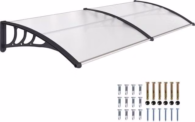 Rolipo Front Door Canopy Awning Rain Shelter, White and Clear, W: 75 cm, H: 195 cm