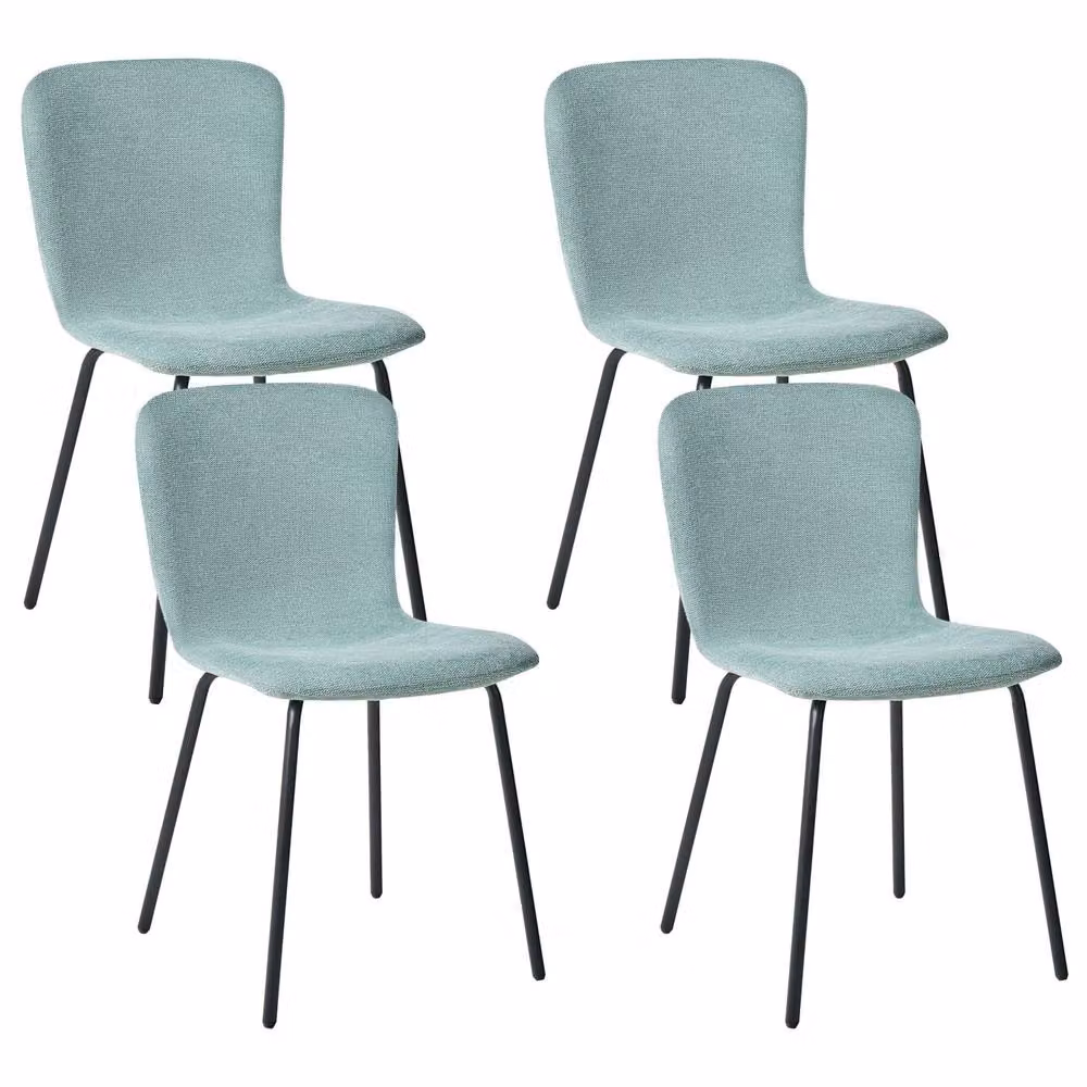 Wyld Haus Set of 4 Mint Green Upholstered Dining Chairs with Black Metal Legs – 2