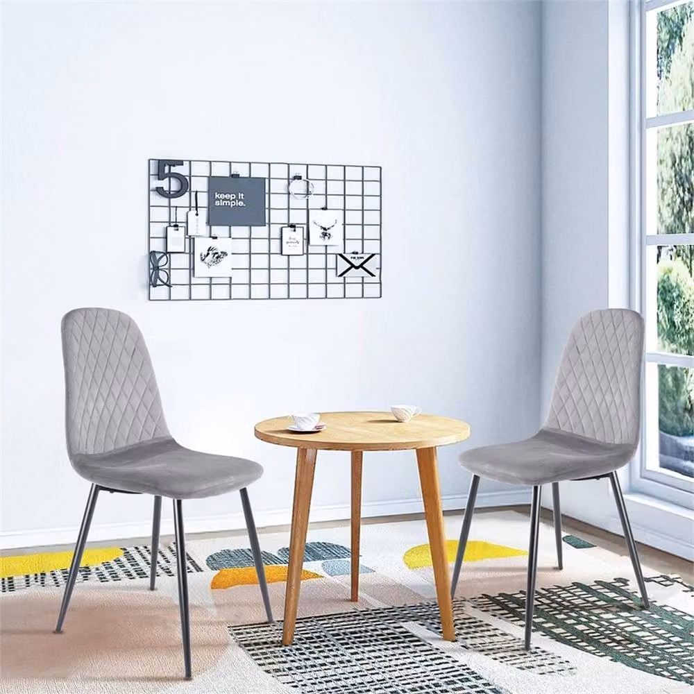 Nordara Set of 4 Grey Velvet High Back Dining Chairs with Metal Legs, H 100 cm x W 60 cm – 2
