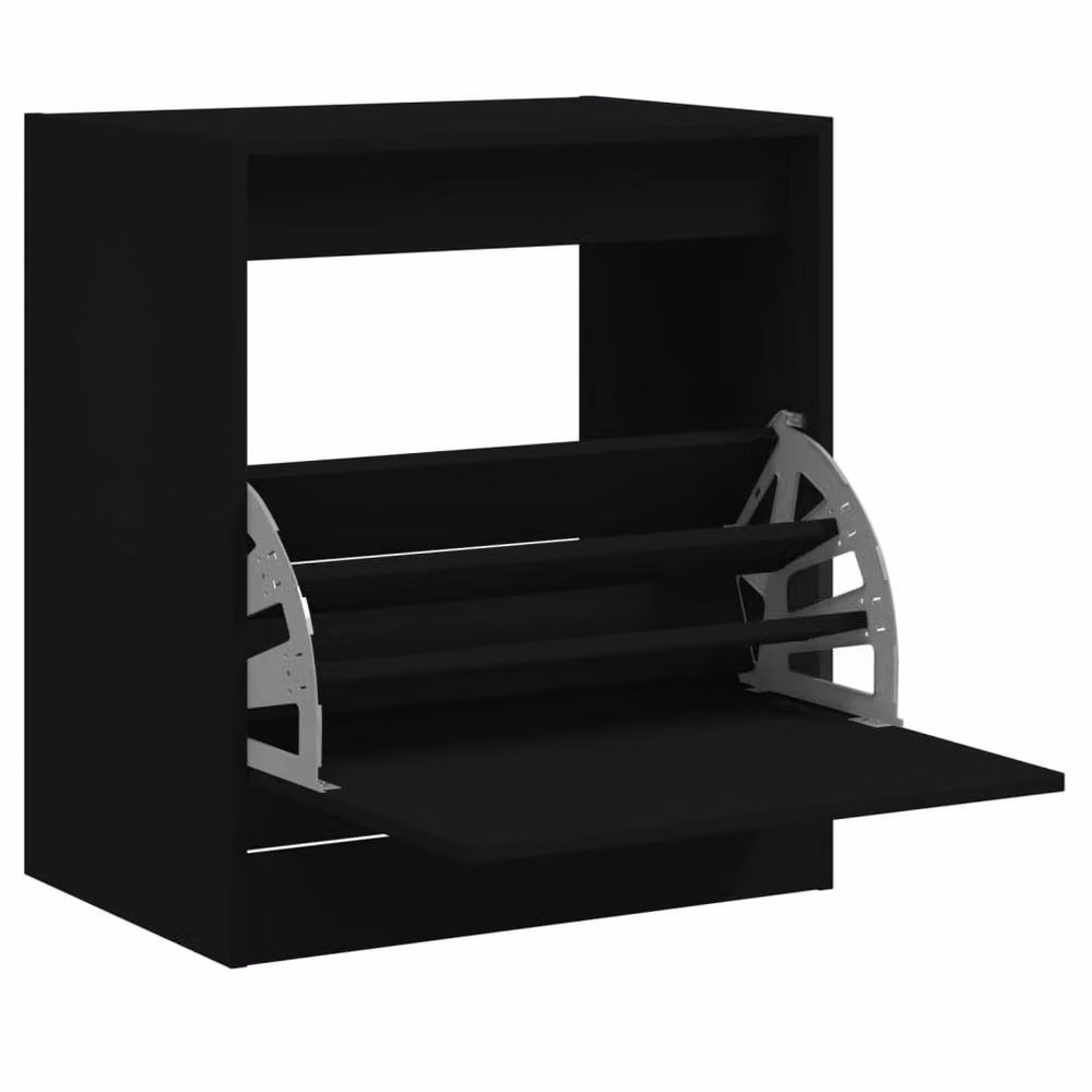 Berkfield Home Modern Black Shoe Cabinet with Tilting Compartments, W/D/H: 60 x 42 x 69 cm – 2