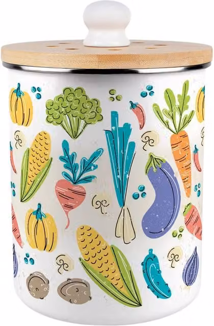 Purely Home Blue Metal Vintage Allotment Food Waste Caddy with Flip Lid, 2 l