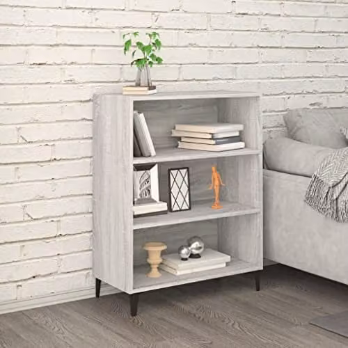 vidaXL Grey Sonoma Sideboard Console Cabinet in Engineered Wood W/D/H: 90 x 32.5 x 69.5 cm