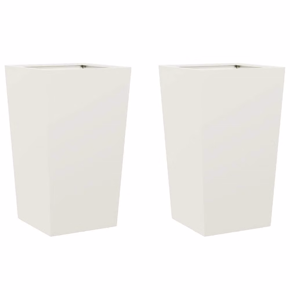 Berkfield Home Garden Steel Column Planters, White, 2 Pieces, W/D/H: 45 x 45 x 75 cm – 3