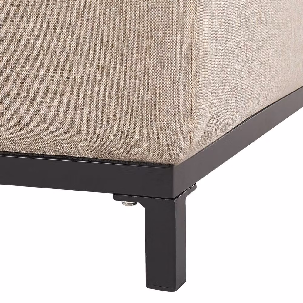 Wyld Haus Beige Fabric Ottoman with Black Powder Coated Aluminium Legs, W/D/H: 83 x 38 x 38 cm – 3