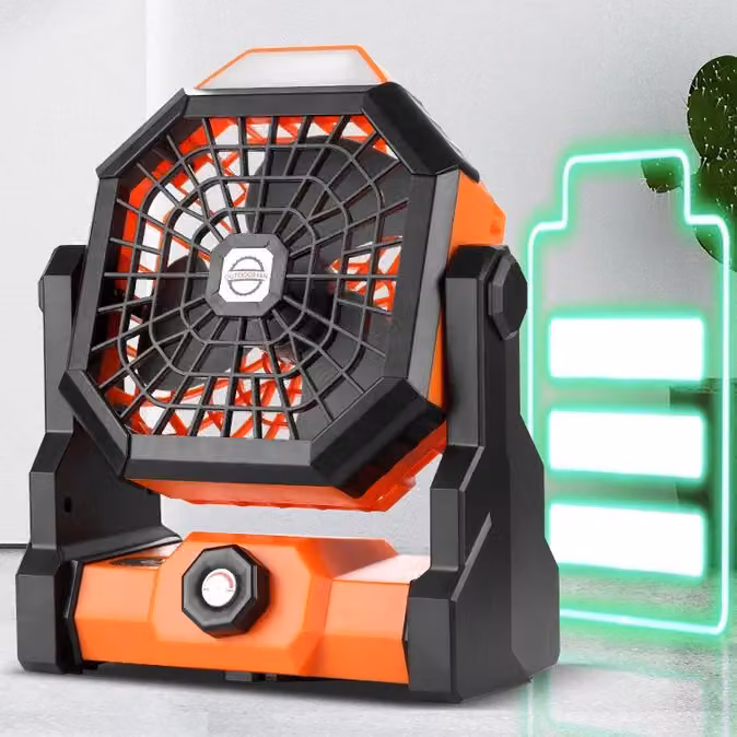 Leaper Rechargeable Mini Portable USB Outdoor Camping Tent Fan with Light in Orange – 5