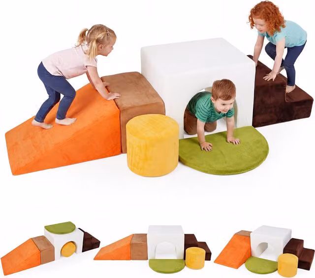 Costway 6 Piece White Foam Climbing Blocks for Kids