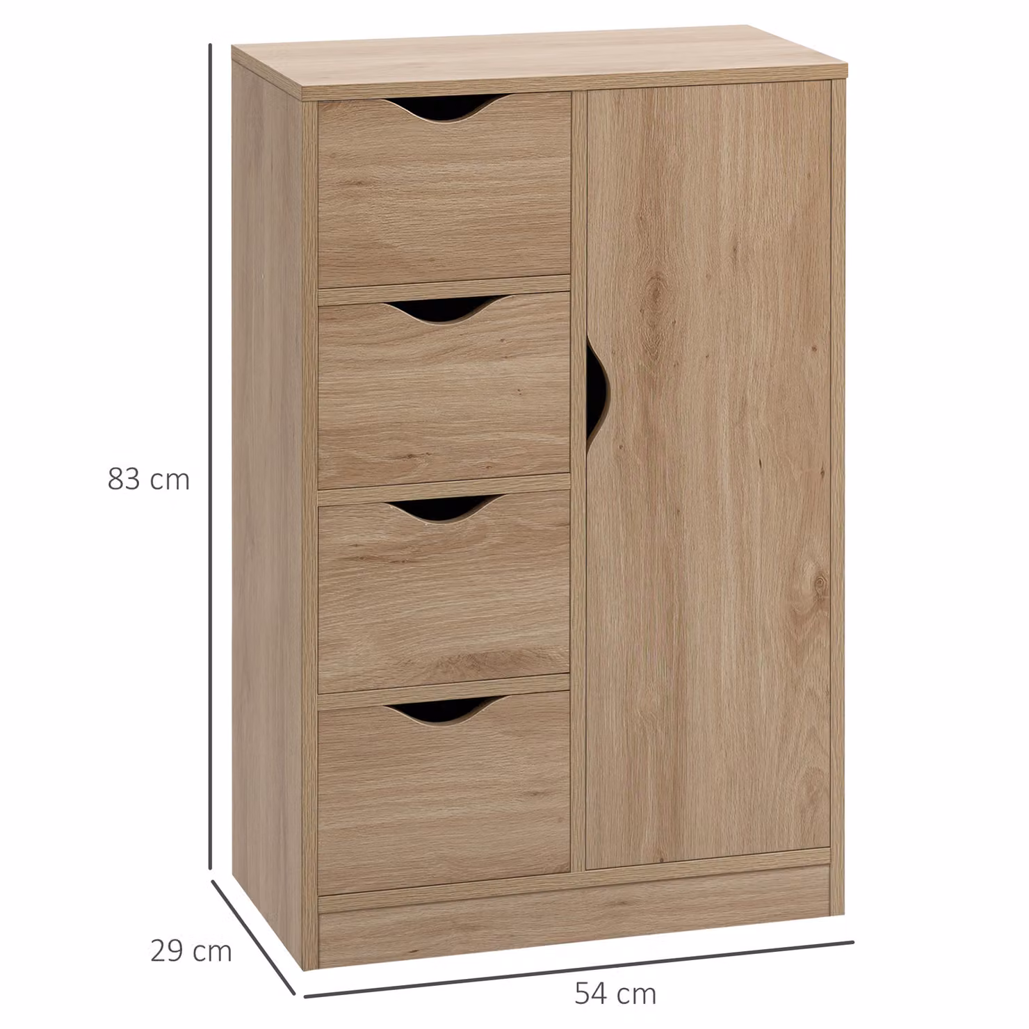 HOMCOM Modern Freestanding Bathroom and Living Room Storage Cabinet in Natural Brown, H 83 x W 54 x D 29 cm – 3