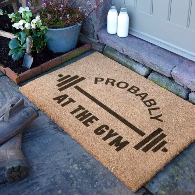 Artsy Mats Probably At The Gym Doormat in Brown, W/D: 90 x 60 cm